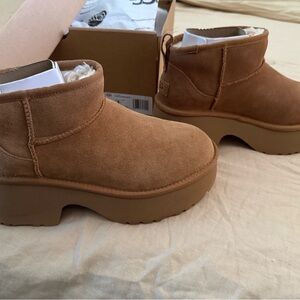 UGG Chestnut Suede Platform Boots